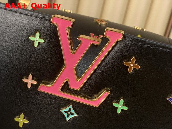 LV x TM Capucines East West BB Black Cowhide Leather with Playful LV Flower Studs Replica
