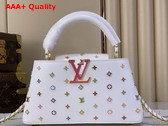 LV x TM Capucines East West BB Snow Cowhide Leather with Playful LV Flower Studs Replica