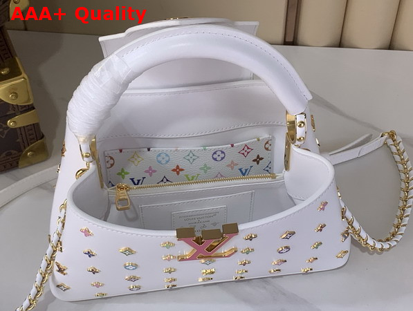 LV x TM Capucines East West BB Snow Cowhide Leather with Playful LV Flower Studs Replica