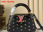 LV x TM Capucines East West Mini Black Cowhide Leather with Playful LV Flower Studs Replica