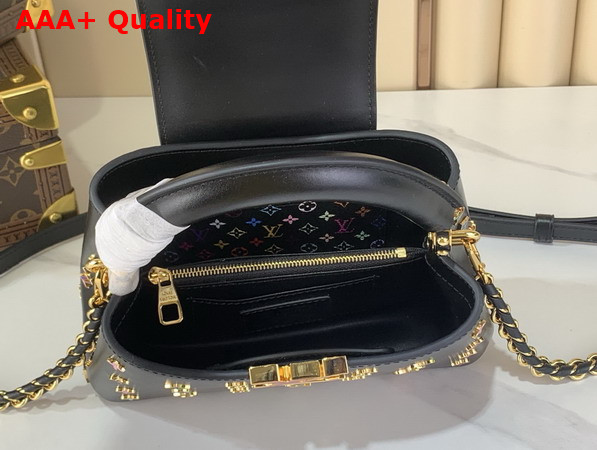 LV x TM Capucines East West Mini Black Cowhide Leather with Playful LV Flower Studs Replica