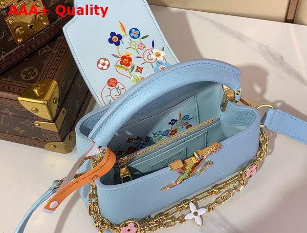 LV x TM Capucines East West Mini Handbag in Olympe Blue Taurillon Leather M13707 Replica