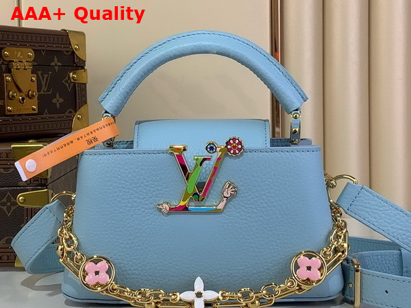 LV x TM Capucines East West Mini Handbag in Olympe Blue Taurillon Leather M13707 Replica