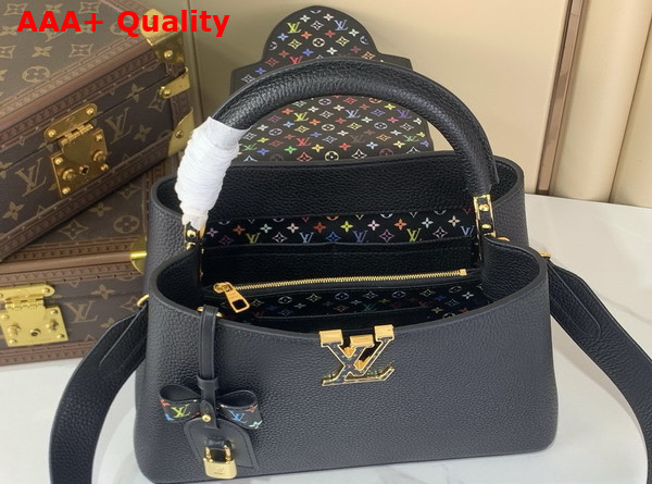 LV x TM Capucines MM Handbag in Black Taurillon Leather Replica