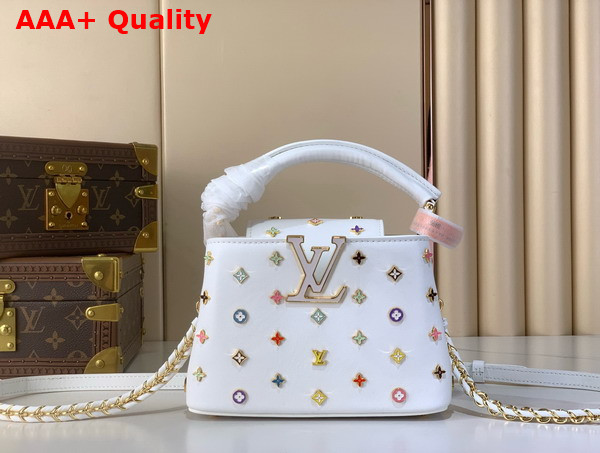 LV x TM Capucines Mini Handbag Multicolored Cowhide Leather and Metallic Studs M14165 Replica