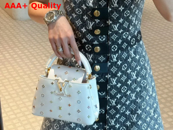 LV x TM Capucines Mini Handbag Multicolored Cowhide Leather and Metallic Studs M14165 Replica
