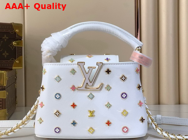 LV x TM Capucines Mini Handbag Multicolored Cowhide Leather and Metallic Studs M14165 Replica