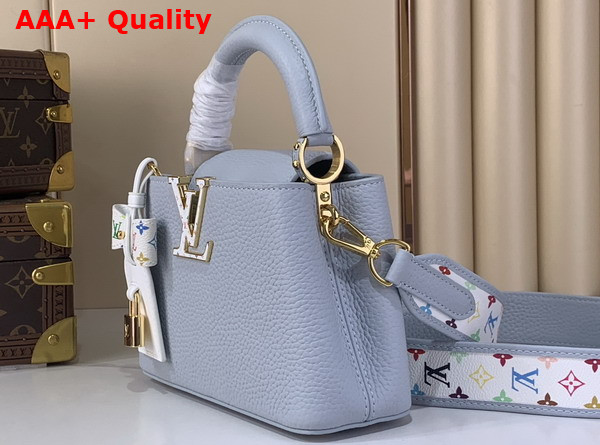 LV x TM Capucines Mini Handbag in Black Taurillon Leather with Multicolor Monogram Trims Replica