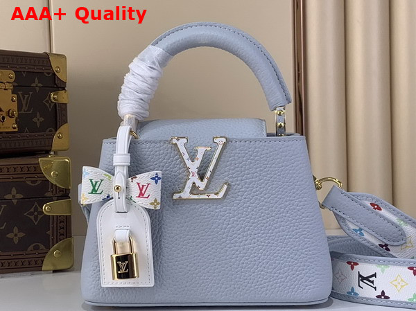 LV x TM Capucines Mini Handbag in Black Taurillon Leather with Multicolor Monogram Trims Replica