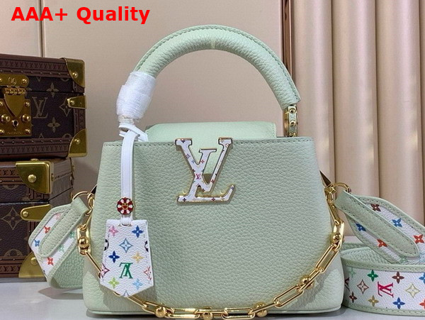LV x TM Capucines Mini Handbag in Vert Deau Green Taurillon Leather M14101 Replica