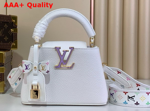 LV x TM Capucines Mini Handbag in White Taurillon Leather Replica