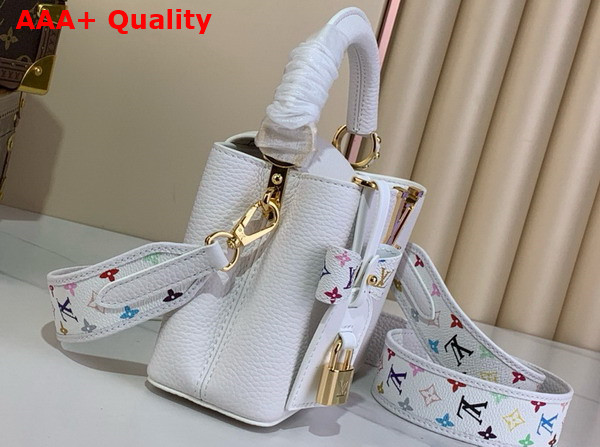 LV x TM Capucines Mini Handbag in White Taurillon Leather Replica