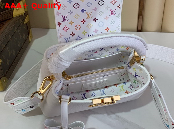 LV x TM Capucines Mini Handbag in White Taurillon Leather Replica