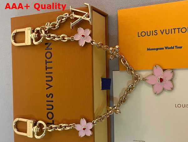 LV x TM Cherry Blossom Bag Chain Gold Toned Metal M02540 Replica