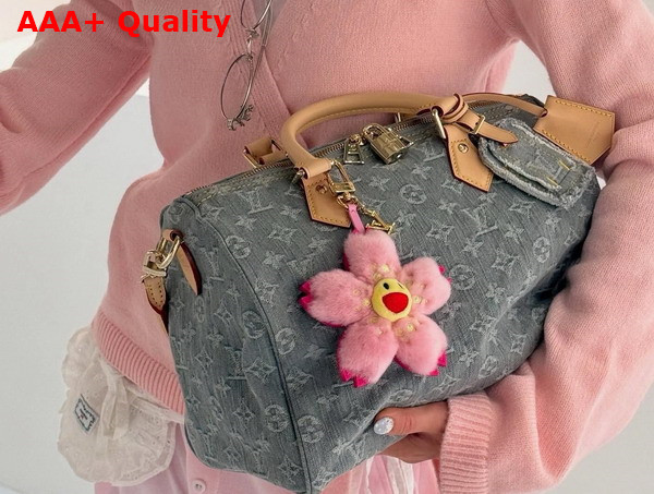 LV x TM Cherry Blossom Bag Charm in Pink Faux Fur M02485 Replica