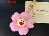 LV x TM Cherry Blossom Bag Charm in Pink Faux Fur M02485 Replica
