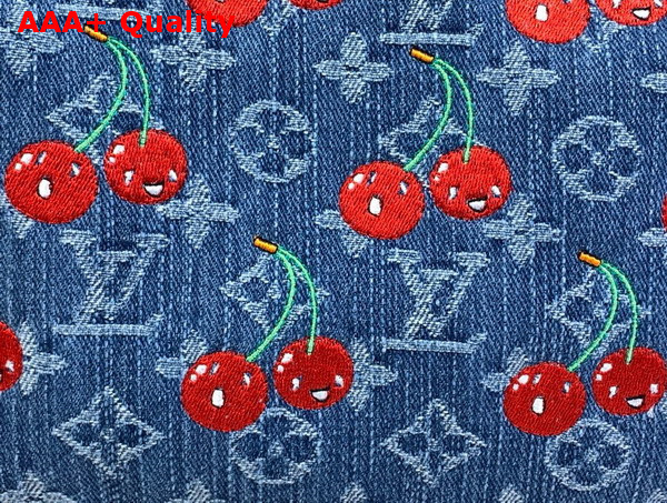 LV x TM Cosmetic Pouch GM in Monogram Cherry Denim M13893 Replica