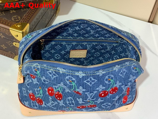 LV x TM Cosmetic Pouch GM in Monogram Cherry Denim M13893 Replica