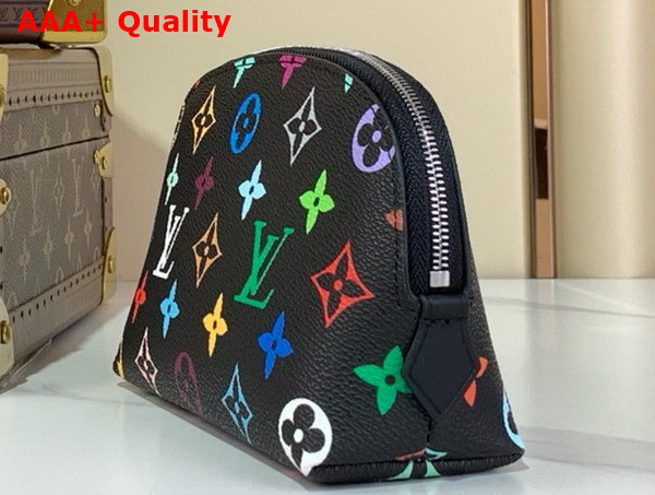LV x TM Cosmetic Pouch PM in Black Multicolored Monogram Coated Canvas Replica