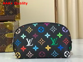 LV x TM Cosmetic Pouch PM in Black Multicolored Monogram Coated Canvas Replica
