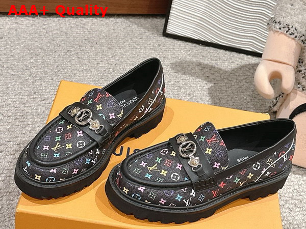 LV x TM District Flat Loafer in Black Multicolored Monogram Coated Canvas Replica