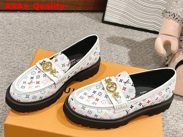LV x TM District Flat Loafer in White Multicolored Monogram Coated Canvas Replica