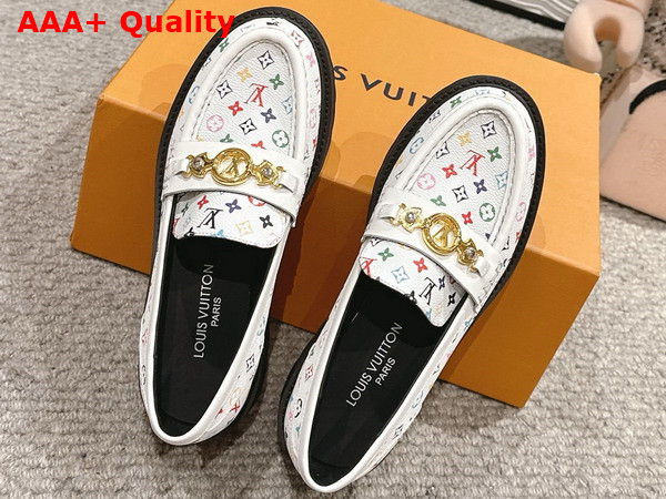 LV x TM District Flat Loafer in White Multicolored Monogram Coated Canvas Replica