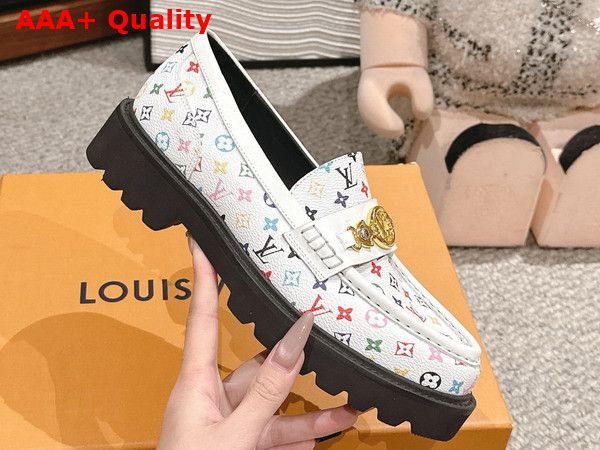 LV x TM District Flat Loafer in White Multicolored Monogram Coated Canvas Replica