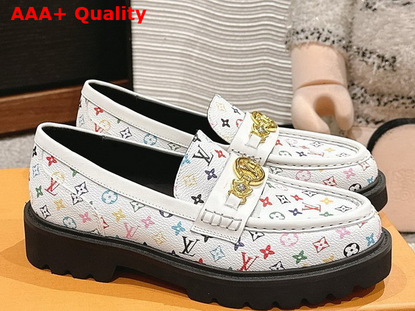 LV x TM District Flat Loafer in White Multicolored Monogram Coated Canvas Replica