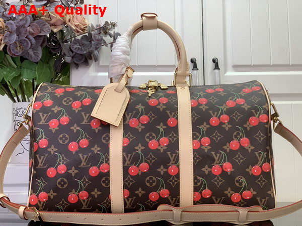 LV x TM Keepall Bandouliere 45 in Monogram Cherry Coated Canvas M13764 Replica