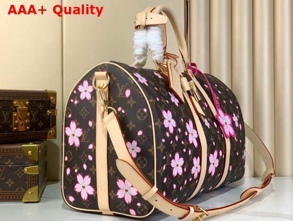 LV x TM Keepall Bandouliere 45 in Sakura Brown Monogram Coated Canvas M13752 Replica