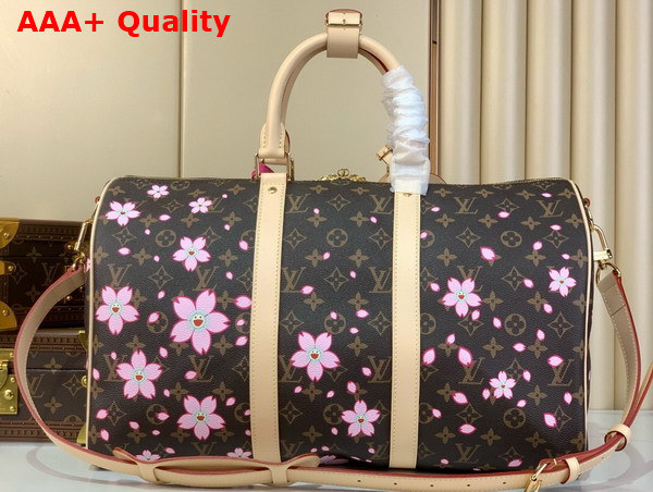 LV x TM Keepall Bandouliere 45 in Sakura Brown Monogram Coated Canvas M13752 Replica