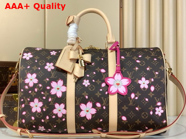 LV x TM Keepall Bandouliere 45 in Sakura Brown Monogram Coated Canvas M13752 Replica