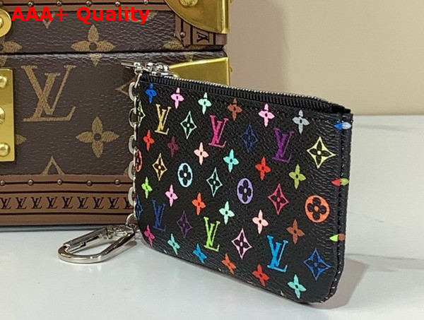 LV x TM Key Pouch in Black Multicolored Monogram Coated Canvas M13664 Replica