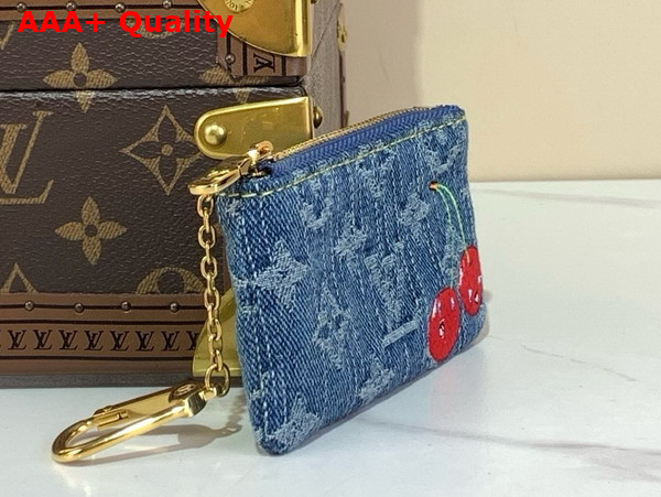 LV x TM Key Pouch in Monogram Cherry Denim M14938 Replica