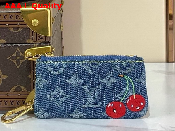 LV x TM Key Pouch in Monogram Cherry Denim M14938 Replica