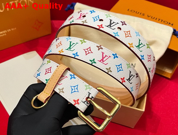 LV x TM LV D Ring 30mm Belt Blanc Monogram Multicolor Coated Canvas M8981W Replica