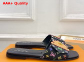 LV x TM LV Frame Flat Mule in Black Monogram Multicolore Canvas Replica