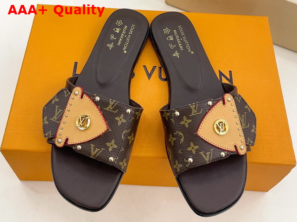 LV x TM LV Frame Flat Mule in Brown Monogram Canvas Replica