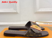 LV x TM LV Frame Flat Mule in Brown Monogram Canvas Replica