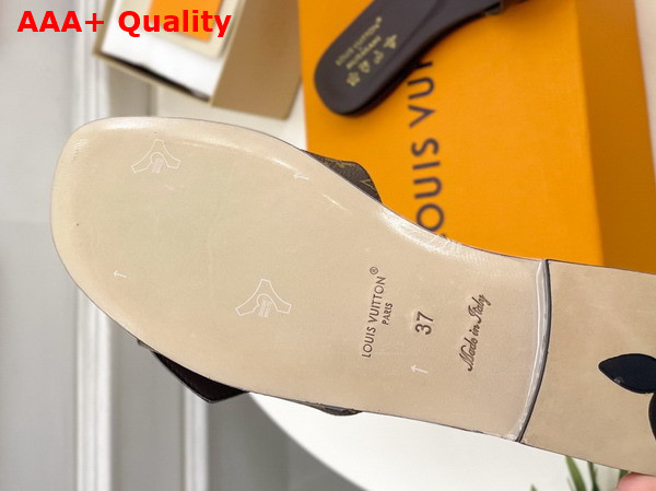 LV x TM LV Frame Flat Mule in Brown Monogram Canvas Replica