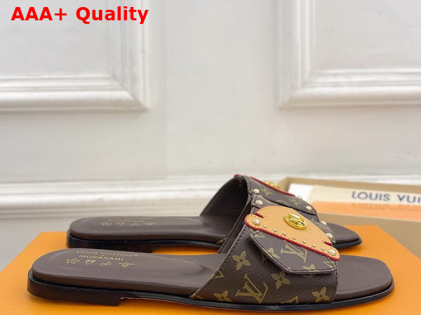 LV x TM LV Frame Flat Mule in Brown Monogram Canvas Replica