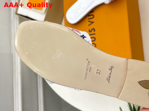 LV x TM LV Frame Flat Mule in White Monogram Multicolore Canvas 1AJJYL Replica