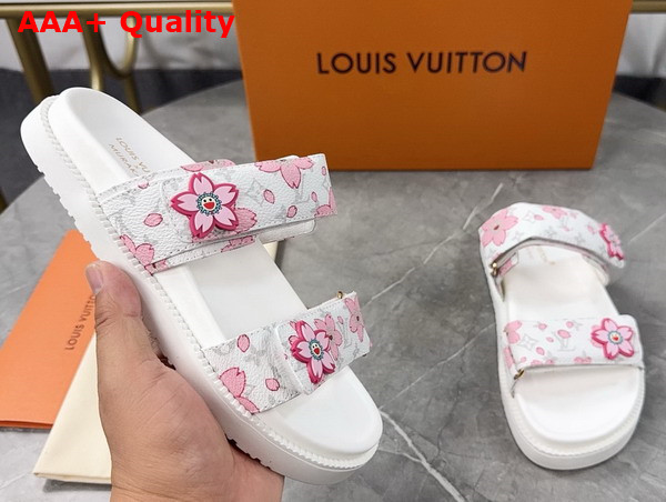 LV x TM LV Sunset Flat Comfort Mule Sakura Blanc Monogram Coated Canvas Replica