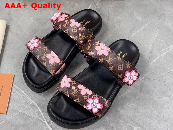 LV x TM LV Sunset Flat Comfort Mule Sakura Brown Monogram Coated Canvas 1AGVZ2 Replica