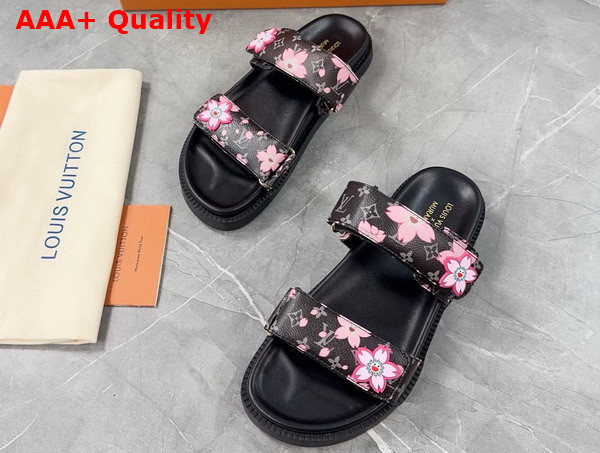 LV x TM LV Sunset Flat Comfort Mule Sakura Grey Monogram Coated Canvas Replica