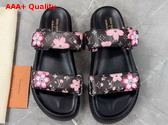LV x TM LV Sunset Flat Comfort Mule Sakura Grey Monogram Coated Canvas Replica