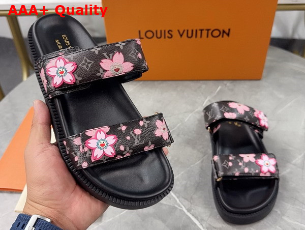 LV x TM LV Sunset Flat Comfort Mule Sakura Grey Monogram Coated Canvas Replica