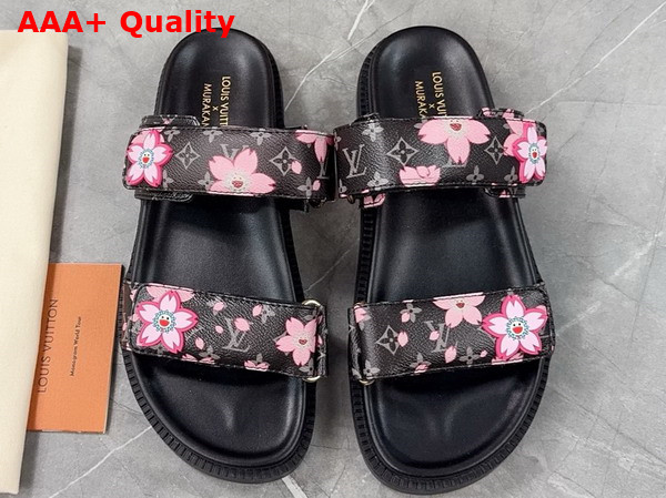 LV x TM LV Sunset Flat Comfort Mule Sakura Grey Monogram Coated Canvas Replica