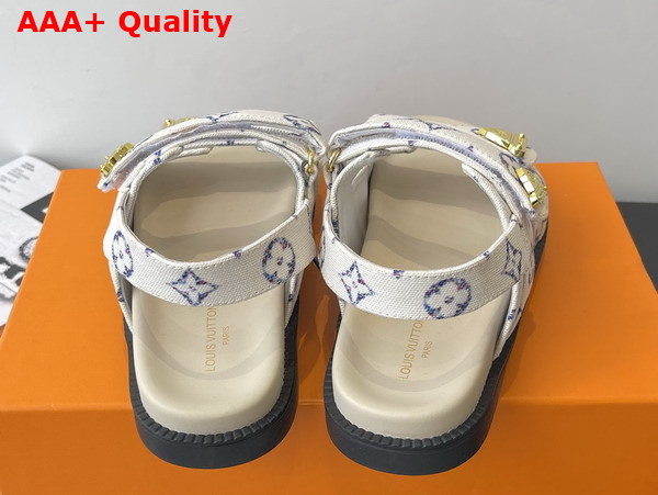 LV x TM LV Sunset Flat Comfort Sandal White Monogram Jacquard Fabric Replica